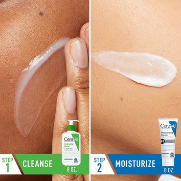 CeraVe Set Hidratante | Crema 8 oz + Limpiador Facial 8 oz – Ácido Hialurónico + 3 Ceramidas | Aprobado por NEA | Sin Fragancia