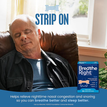 Breathe Right Tiras Nasales Originales | 30 Unidades | Alivio de Congestión Nasal y Ronquidos | Ajuste Cómodo, Sin Fármacos