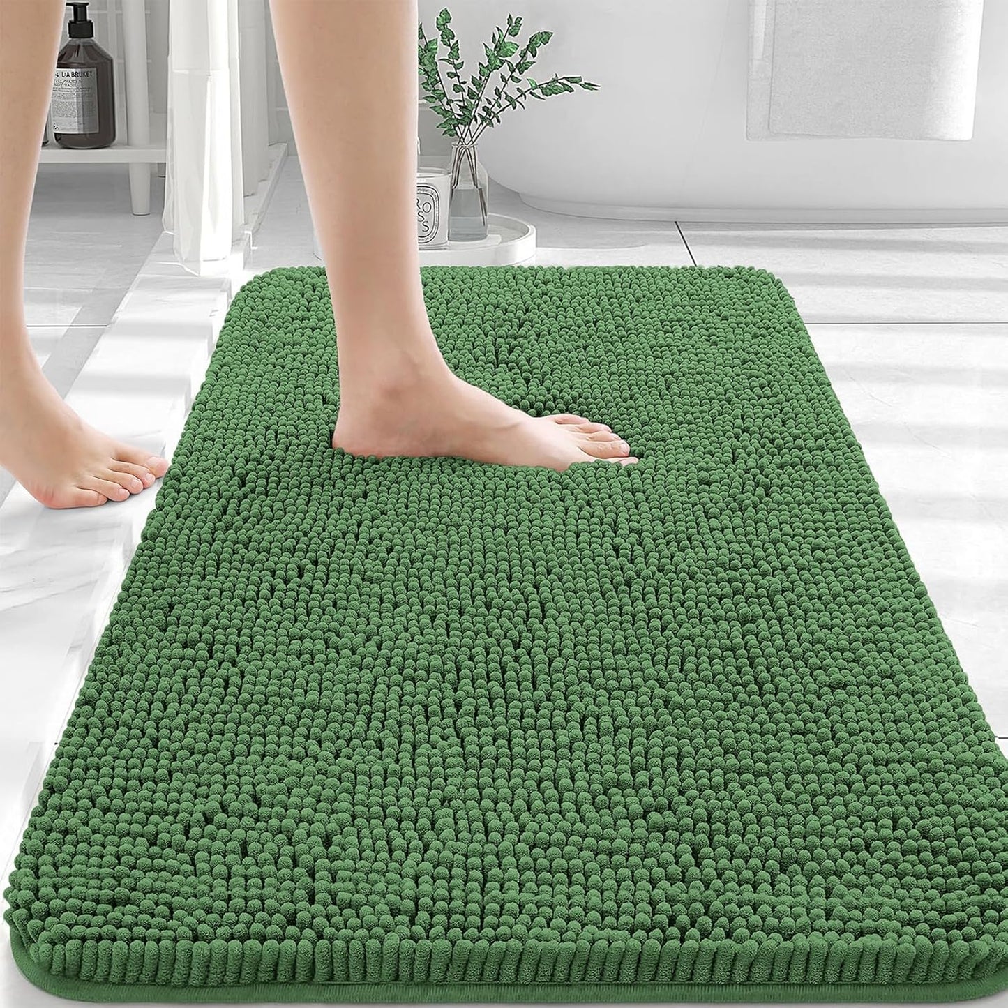 Alfombra de Baño 30x20, Chenille Extra Suave, Súper Absorbente, Secado Rápido, Antideslizante, Lavable a Máquina, Gris