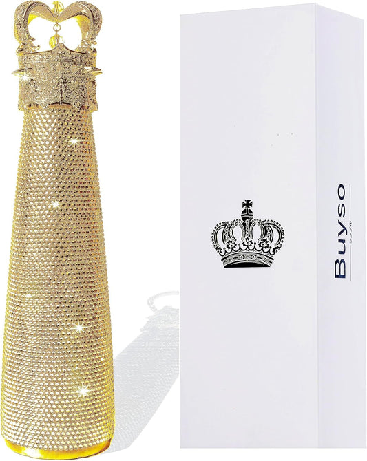 Botella con Glitter corona | Botella térmica de acero inoxidable | 500ml | Color: Oro princesas