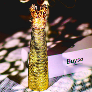 Botella con Glitter corona | Botella térmica de acero inoxidable | 500ml | Color: Dorado princesas