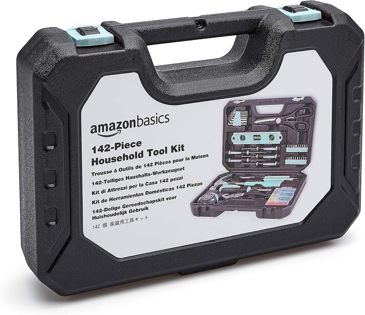 Kit de Herramientas para el Hogar con Maletín – 142 Piezas – Color Turquesa – Ideal para Reparaciones y DIY