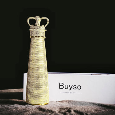 Botella con Glitter corona | Botella térmica de acero inoxidable | 500ml | Color: Oro princesas