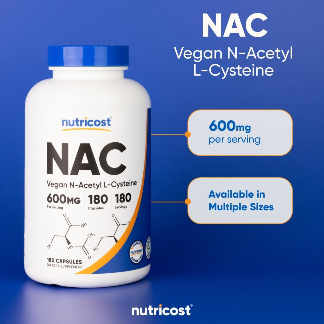 N-Acetyl L-Cysteine (NAC) 600 mg – 180 Cápsulas | Vegano, Sin OGM, Sin Gluten