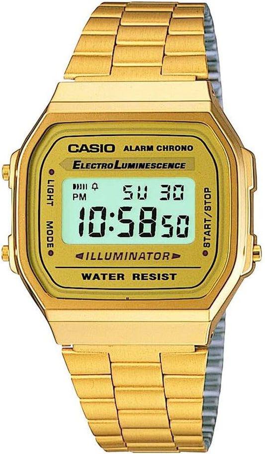 Casio A168WG Reloj Unisex | Retro Digital | Luz de Fondo | Alarma | Calendario | Cronómetro | Resistente al Agua