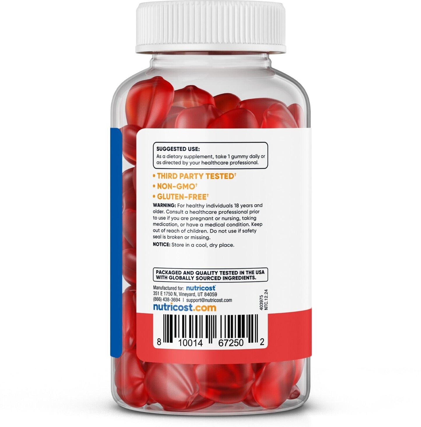 Nutricost Vinagre de Sidra de Manzana 500 mg | 60 Gomitas Sabor Manzana