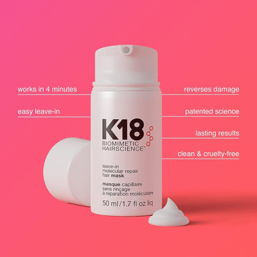 K18 Leave-In Molecular Hair Mask | Repara Daño por Decoloración, Tinte, Procesos Químicos & Calor | Fortalece, Suaviza & Aporta Brillo | Actúa en 4 minutos | Sin Enjuague
