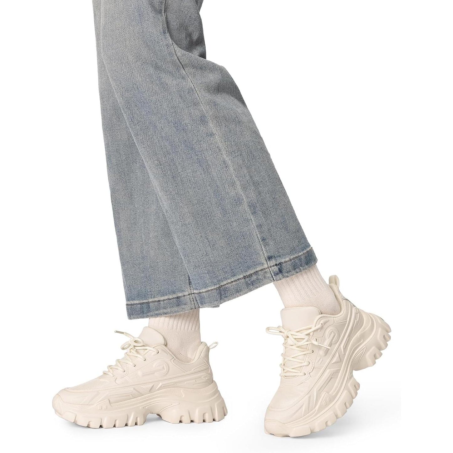 Zapatillas Mujer DREAM PAIRS Chunky | Sneakers Plataforma Bold con Cordones | Moda Casual y Cómoda