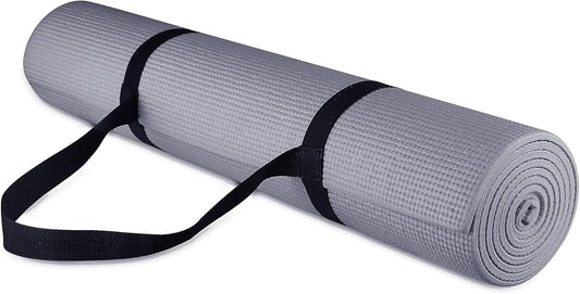 Fitvids All Purpose 1/4-Inch High Density Anti-Tear Exercise Yoga Mat with Carrying Strap, Multiple Colors