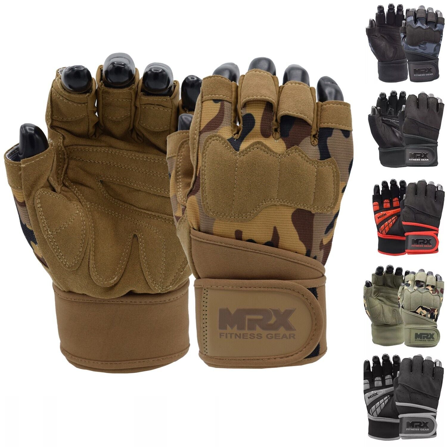Guantes de Gimnasio MRX con soporte de muñeca para Hombre - Weight Lifting Gym