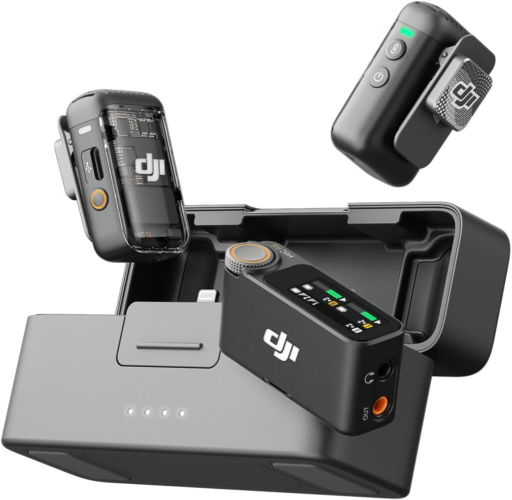 DJI Mic 2 (2 TX + 1 RX) Micrófono Inalámbrico con Cancelación Inteligente de Ruido