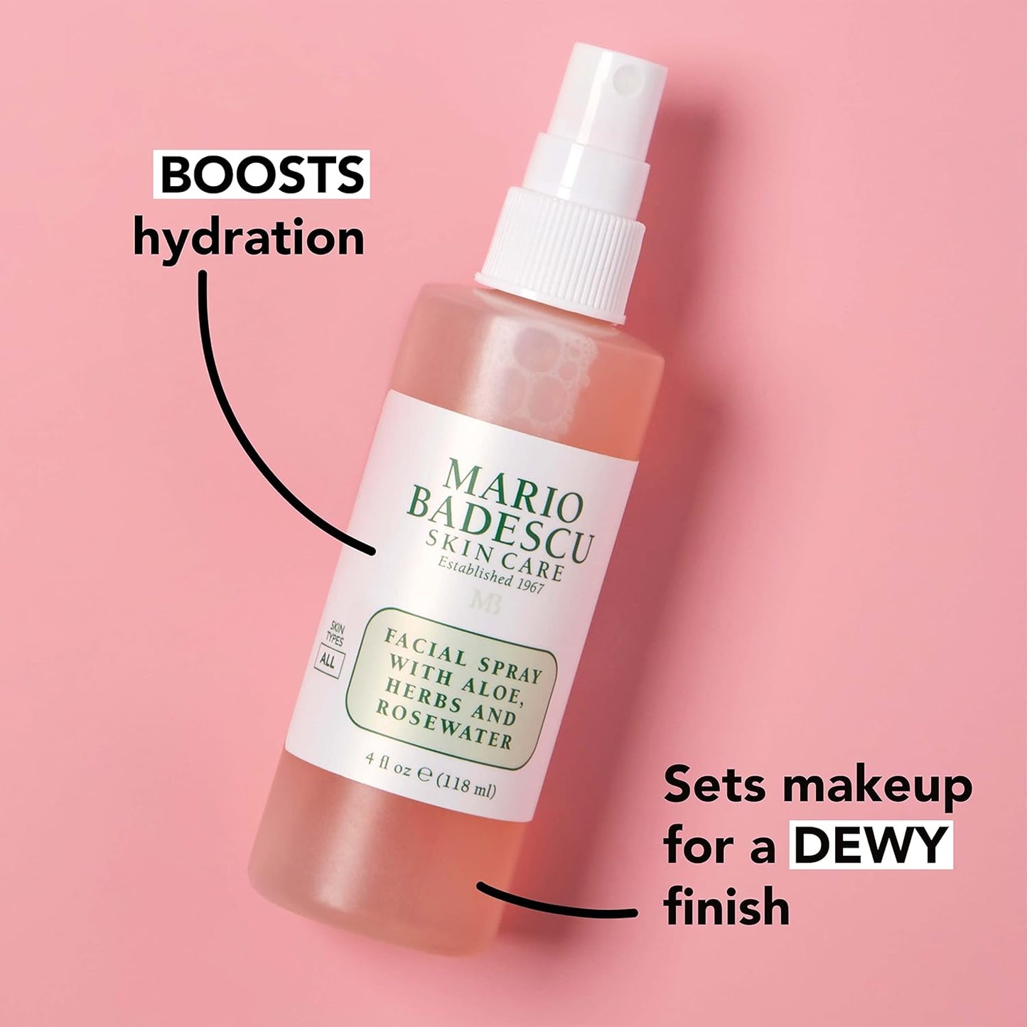 Bruma Facial con Aloe, Hierbas & Agua de Rosas | Hidrata, Reaviva y Ayuda a Clarificar | Acabado “dewy” | Apta para todo tipo de piel