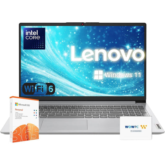 Premium Series Ideapad Laptop | Latest Model | 12GB RAM | 256GB SSD | 1 Year Office 365 W/ 1TB Cloud Storage | Intel Core | 15.6" | Numeric Keypad | Wifi 6 | Win 11 | W/Wowpc Recovery USB