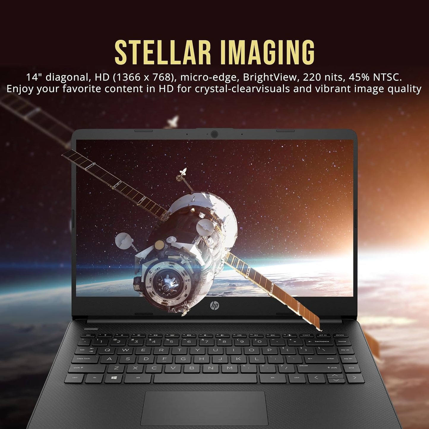 Notebook HP Stream 14” HD, Intel Celeron N4120, 8GB RAM, 416GB (128GB eMMC + Docking 256GB + MicroSD 32GB), UHD Graphics, Cámara 720p, Windows 11 S + Office 365, Negra