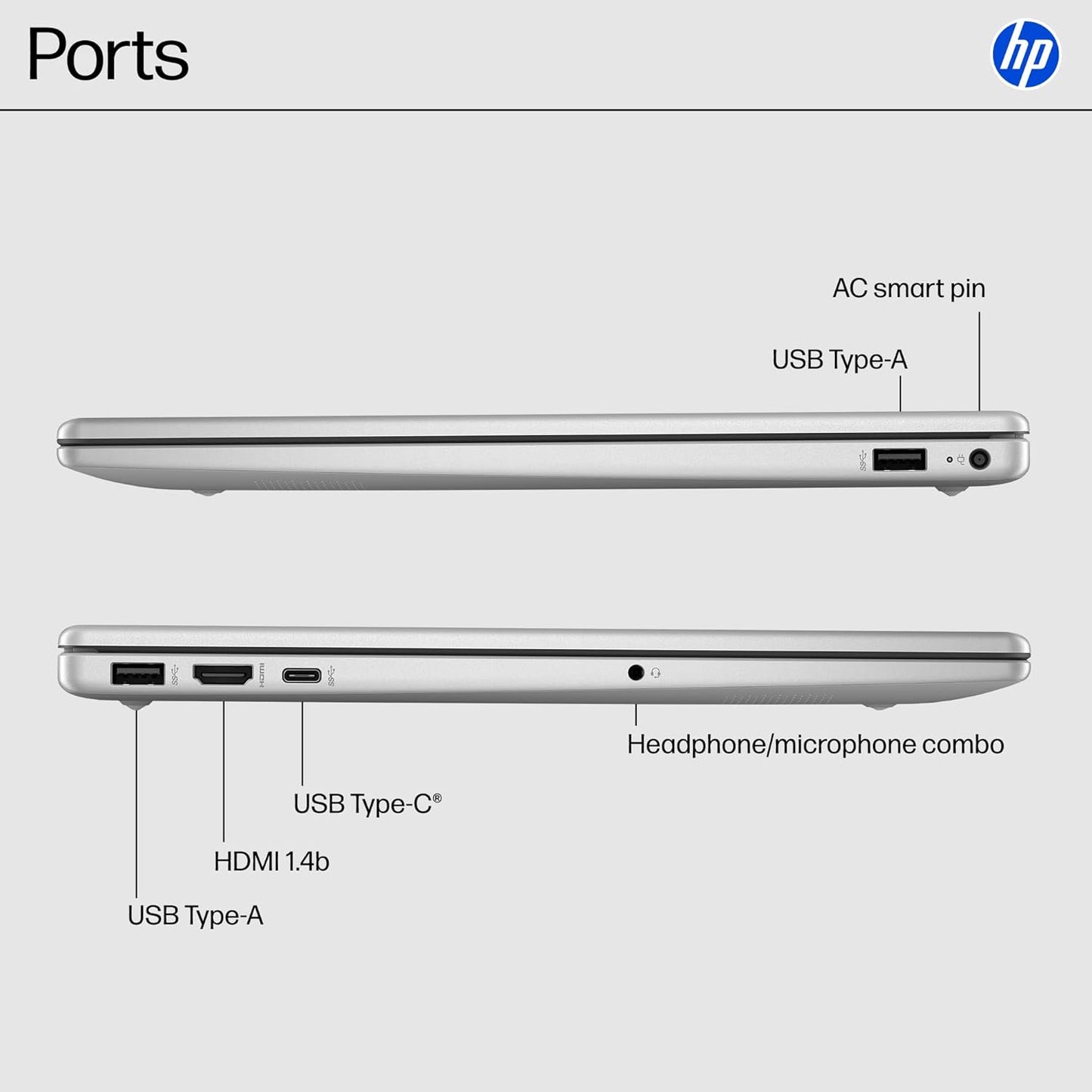 Notebook HP 15,6” Touchscreen, AMD Ryzen 3 7320U, 8GB RAM, 256GB SSD, Radeon Graphics, Windows 11 Home, Color Silver