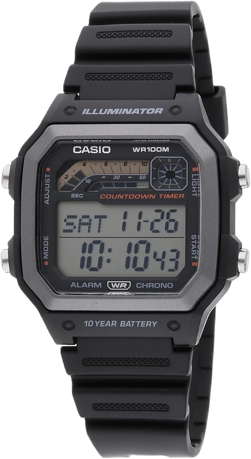 Casio WS1600H Series – Reloj Deportivo para Hombre con Cronómetro, Temporizador, Luz LED y Batería de 10 Años