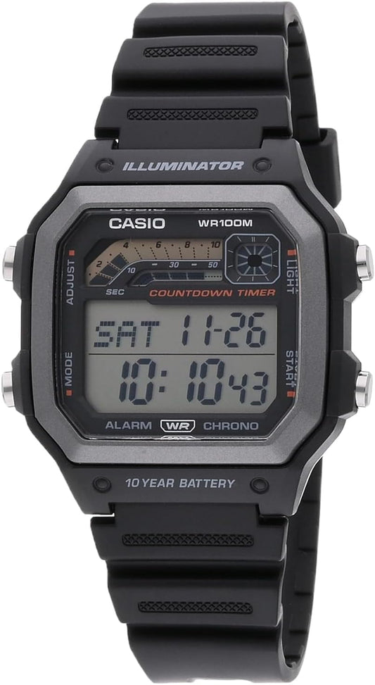 Casio WS1600H Series – Reloj Deportivo para Hombre con Cronómetro, Temporizador, Luz LED y Batería de 10 Años