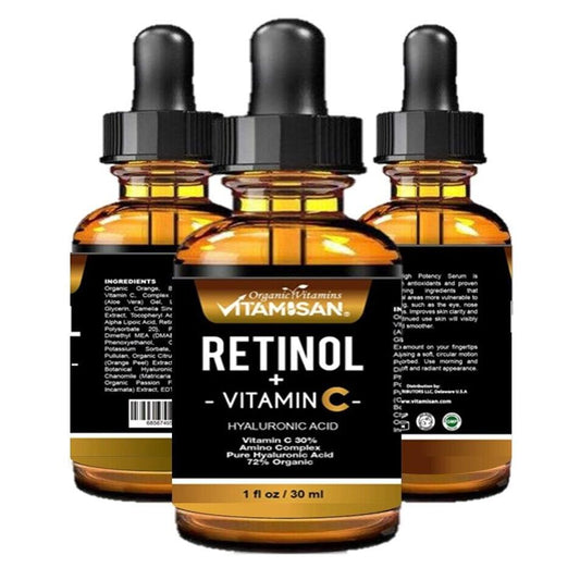 Serum Facial Antiage Vit C 30% + Retinol 5% + Ácido Hialurónico + Vit E – 30 ml | VITAMISAN®