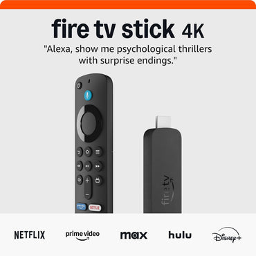 Fire TV Stick 4K (Newest Model) with Ai-Powered Fire TV Search, Wi-Fi 6, Stream over 1.5 Million Movies and Shows, Free & Live TV