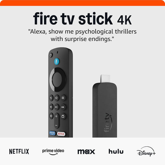 Fire TV Stick 4K (Newest Model) with Ai-Powered Fire TV Search, Wi-Fi 6, Stream over 1.5 Million Movies and Shows, Free & Live TV