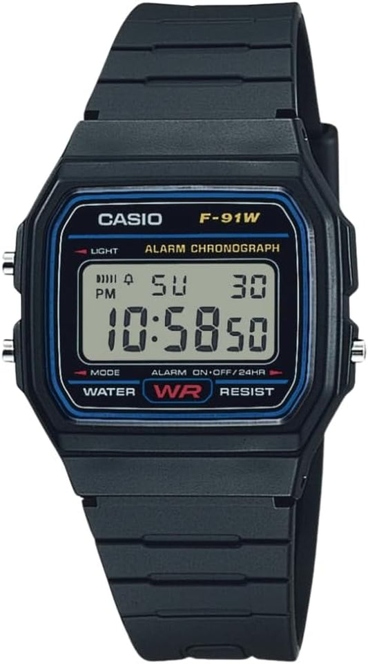 F91W Series | Digital Watch | Water Resistant | LED Light | 1/100 SEC Stopwatch | Regular Time Keeping (HR, Min, SEC, PM, Date, Day) | Daily Alarm | Lightweight | 7 Year Battery