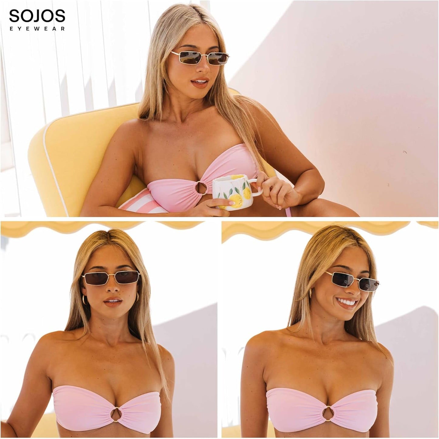 Rectangle Polarized Sunglasses for Women Men Flat Lenses UV400 Protection Vintage Shades