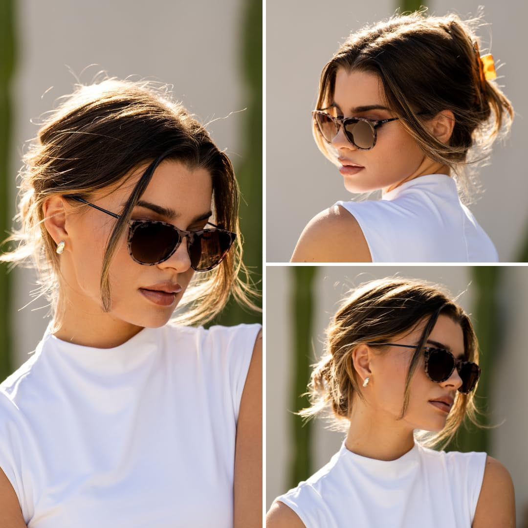 Gafas de Sol Redondas para Mujer – Estilo Retro de Diseñador con Lentes Polarizados UV400