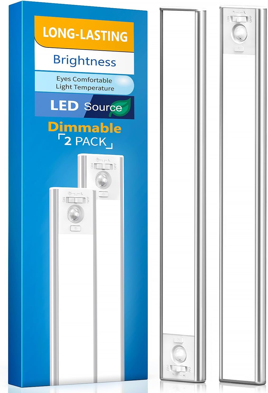 Luces Bajo Mueble Recargables con Sensor de Movimiento, Pack x2, 62 LEDs, 2200mAh USB-C, Magnéticas, Regulables, Inalámbricas para Cocina, Clóset, Pasillo