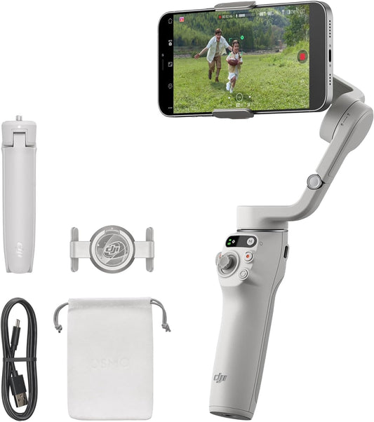 DJI Osmo Mobile 6 Estabilizador Gimbal para Smartphone – 3 Ejes, Seguimiento Inteligente, Palo Extensible Integrado, Control desde Smartwatch, Portátil y Plegable – Platinum Gray