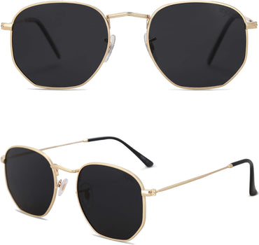Lentes de Sol SOJOS SJ1072 Cuadrados Polarizados, Estilo Hexagonal Pequeño Retro, Unisex UV400 para Hombre y Mujer