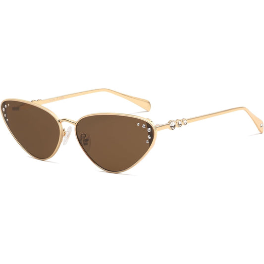 Lentes de Sol Retro Cat Eye SOJOS SJ1241 para Mujer, Estilo Estrecho Trendy, Detalles Brillantes, Protección UV400