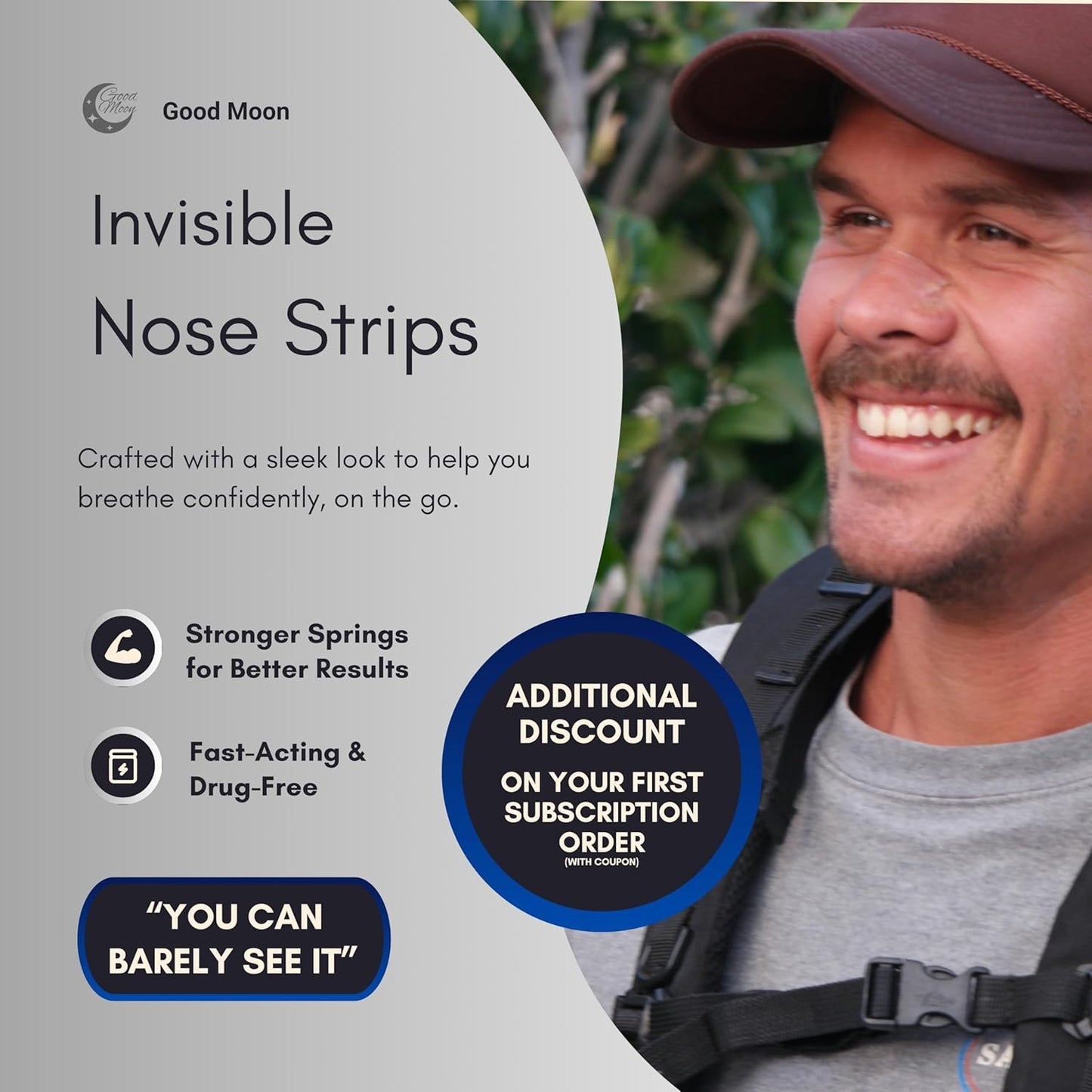 Premium Invisible Nose Strips – Extra Strength - Stop Snoring, Breathe Better, Fall Asleep, Running, Gym, Congestion, Pollen Allergies – Small/Medium Clear Nasal Strips for Sensitive Skin (30 Count)