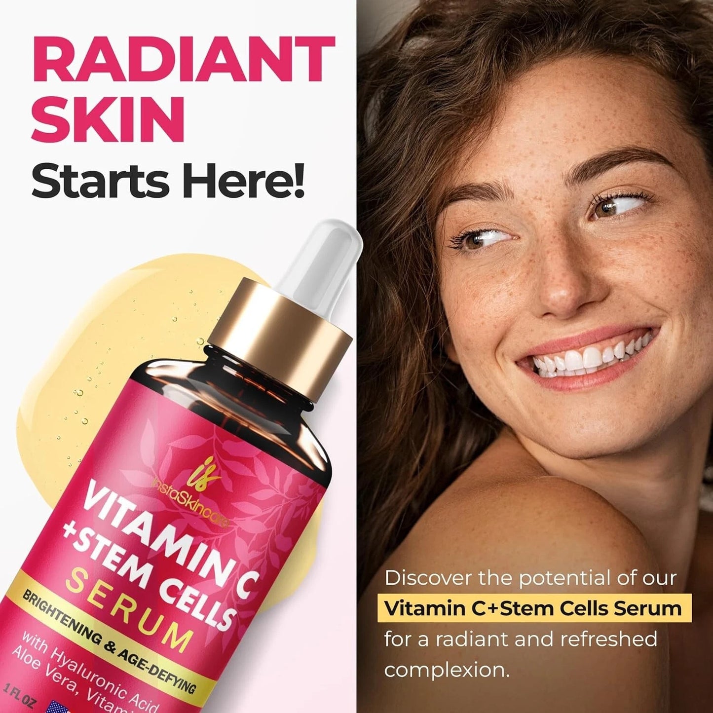 Serum Facial y Contorno de Ojos con Vitamina C, Ácido Hialurónico y Vitamina E – 30 ml