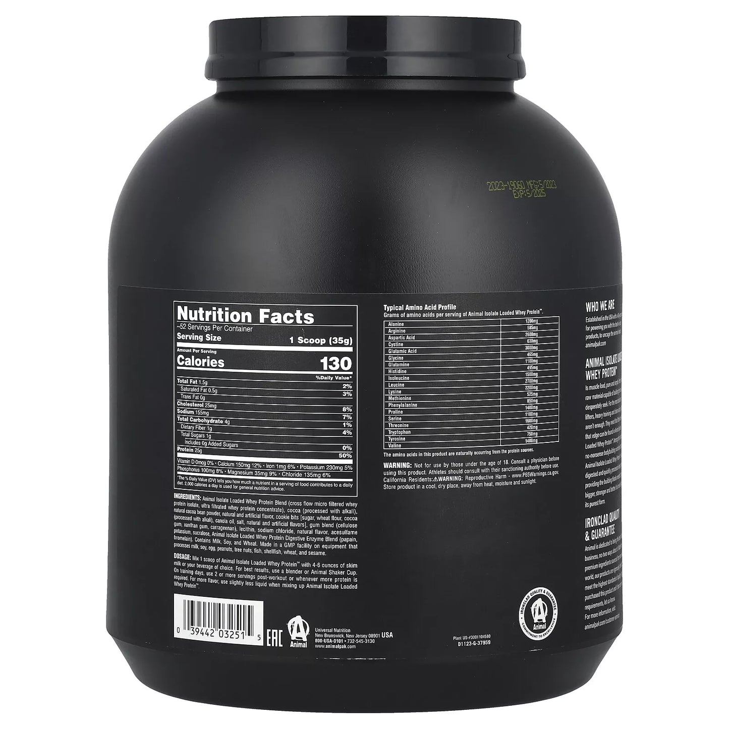 Isolate Loaded Whey Protein | Proteína en Polvo Aislada Cargada – Sabor Brownie Batter – 1,81 kg