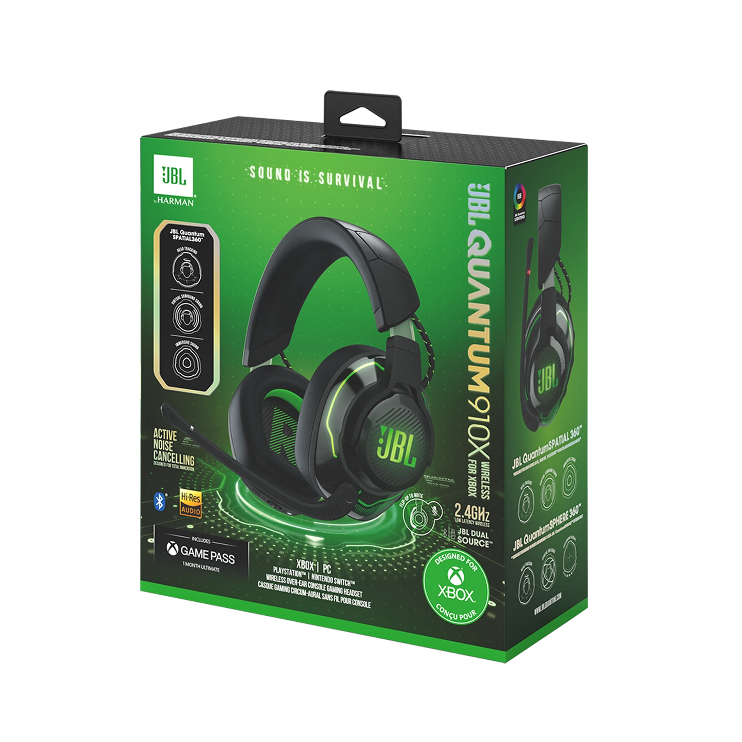 JBL Quantum 910X Wireless – Auriculares Gamer Over-Ear Inalámbricos con Audio Espacial QuantumSPATIAL 360™, Cancelación Activa de Ruido y Micrófono Abatible – Compatibles con Xbox, PlayStation– Negro