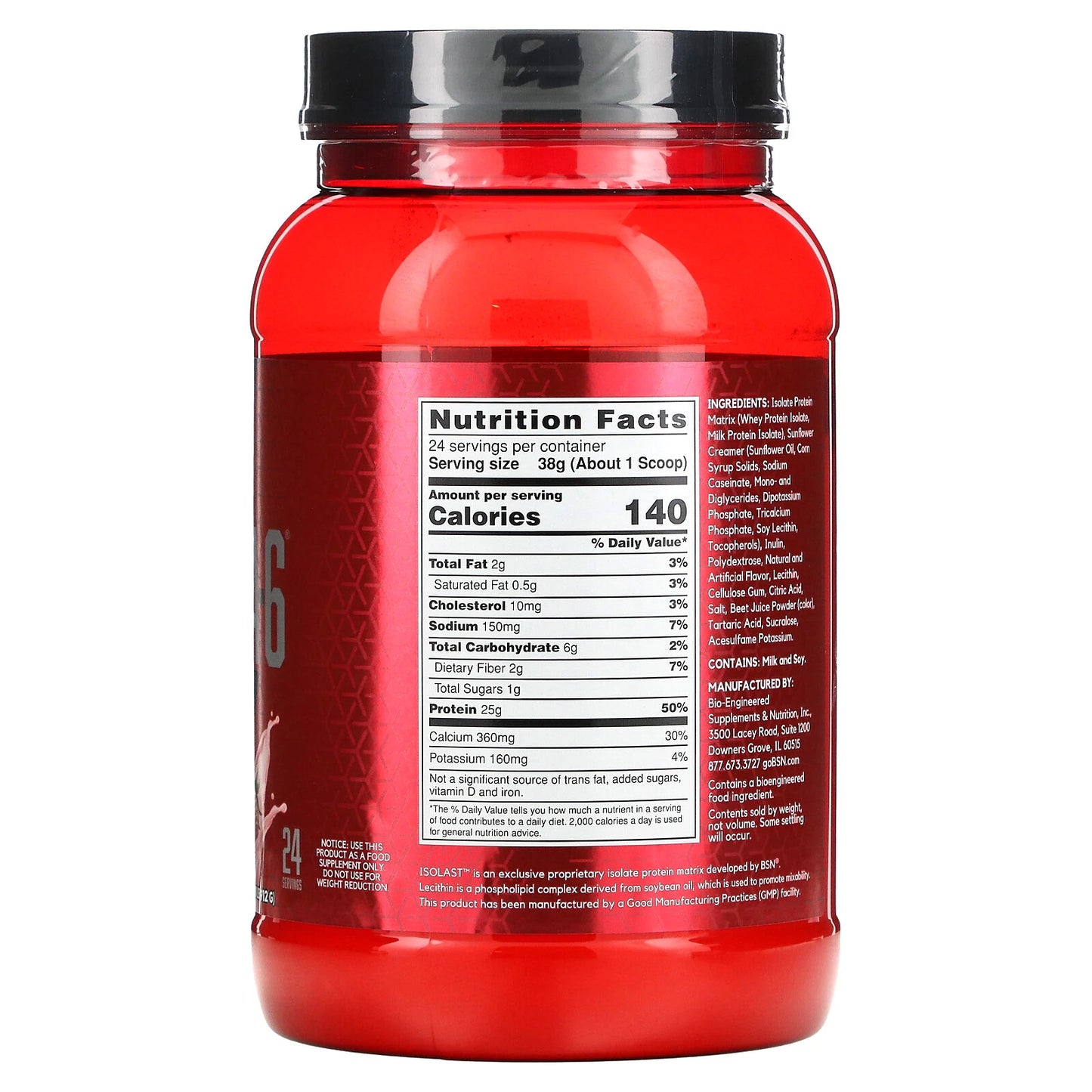 BSN® Syntha-6® Isolate – Batido Proteico con Aislado de Suero y Leche | Sabor Milkshake de Frutilla – 912 g