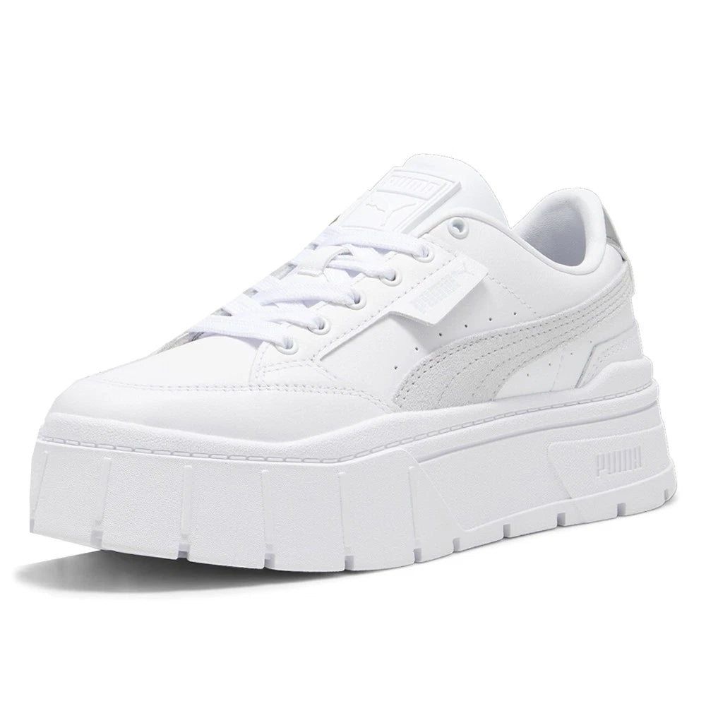 Zapatillas PUMA Mayze Stack Platform Mujer – Blancas | Sneakers Casual con Plataforma de Cuero