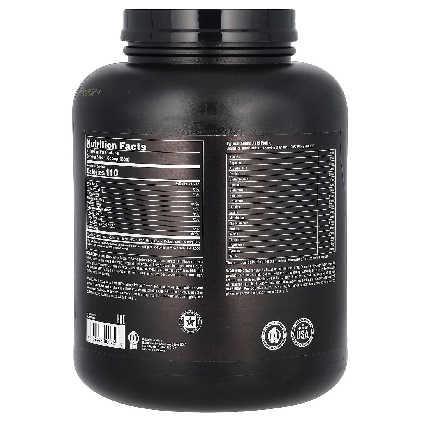 Animal® 100% Whey Protein | Proteína en Polvo – Sabor Vainilla Clásica – 1,81 kg