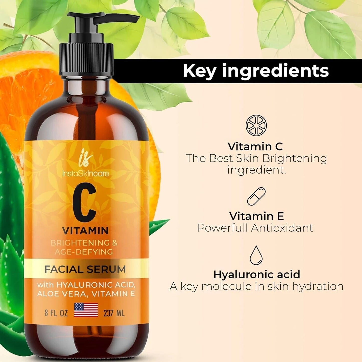 Serum de Vit C para Rostro y Ojos (8 Oz) — Iluminador y Reductor de Manchas Oscuras