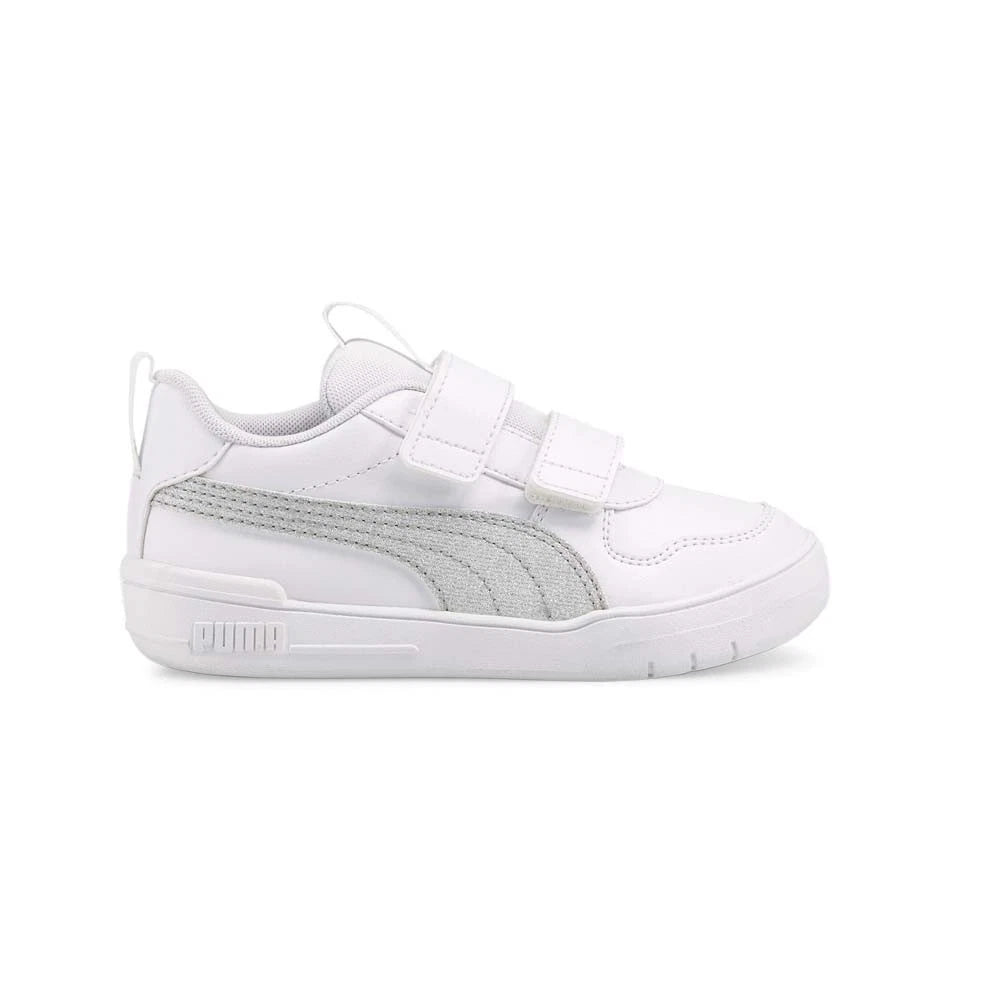 PUMA Multiflex Glitter Slip-On Niña Toddler – Zapatillas Blancas con Brillo y Cierre Ajustable