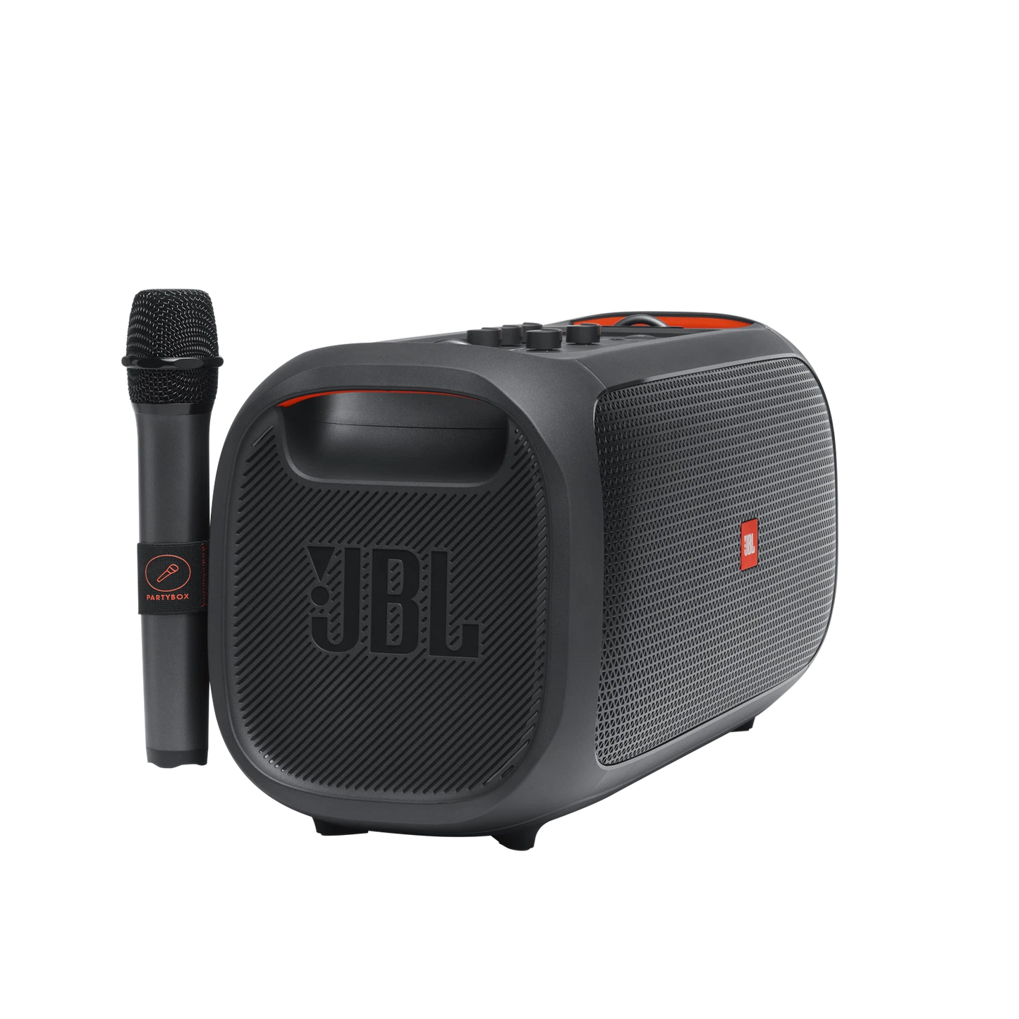 JBL PartyBox On-The-Go – Altavoz Bluetooth Portátil para Fiestas con Micrófono Inalámbrico – IPX4 – Luz LED Sincronizada