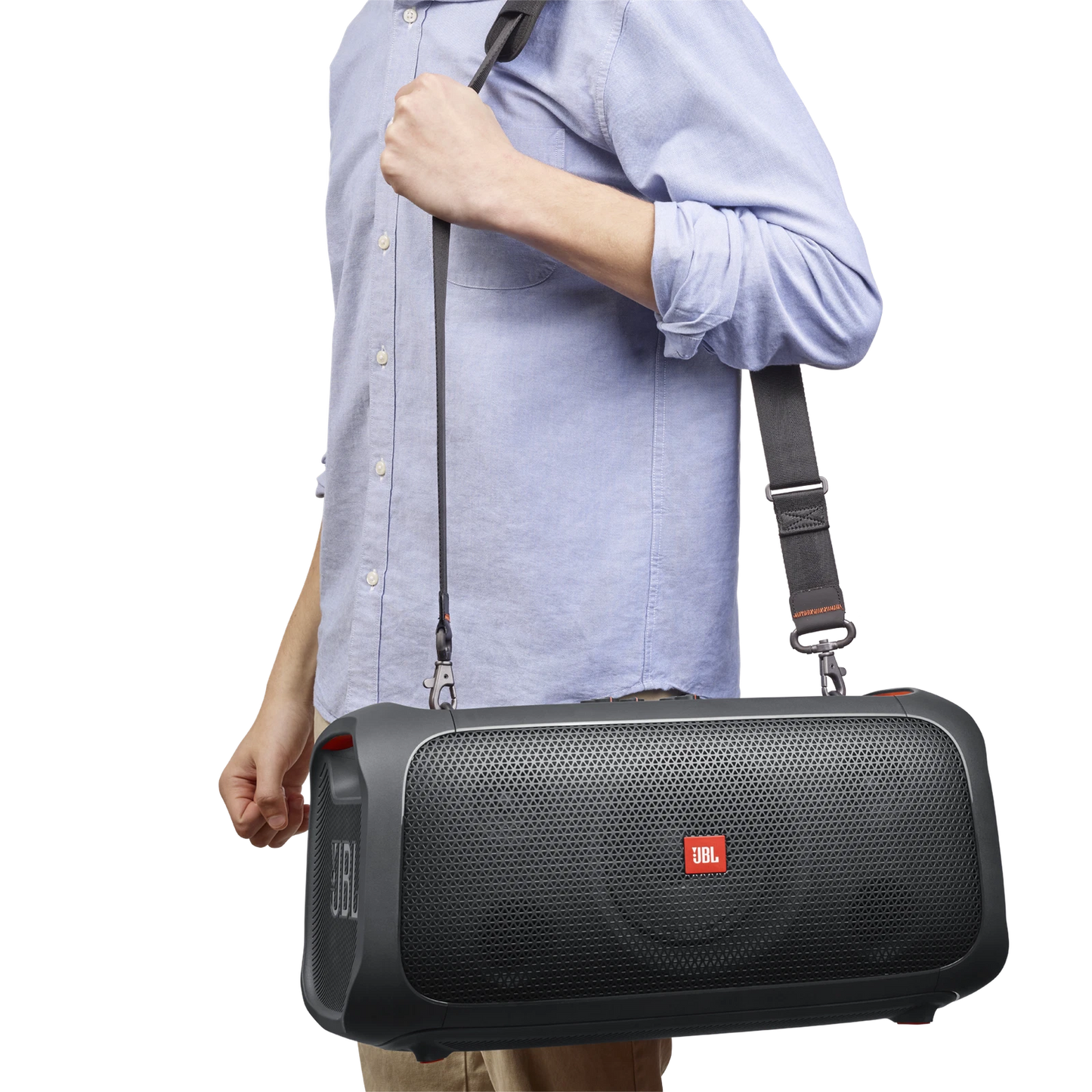 JBL PartyBox On-The-Go – Altavoz Bluetooth Portátil para Fiestas con Micrófono Inalámbrico – IPX4 – Luz LED Sincronizada