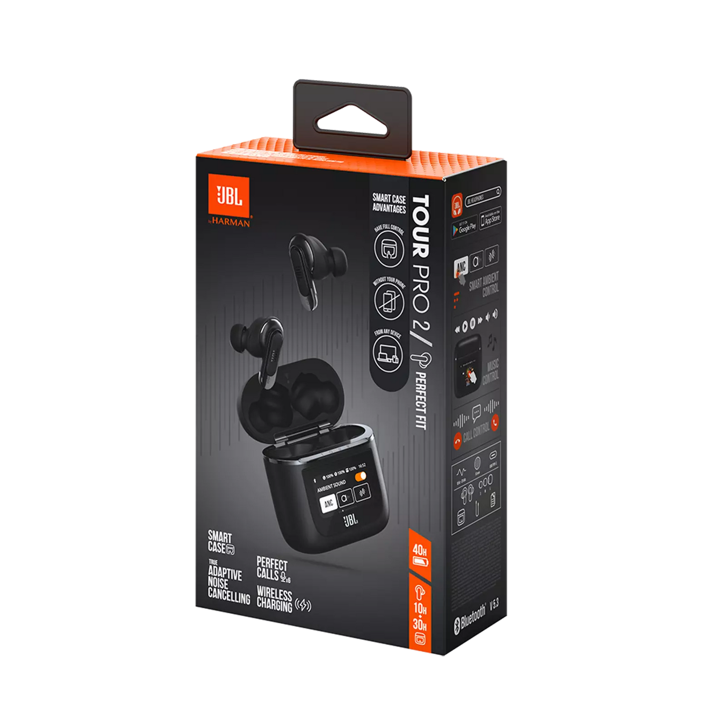 JBL Tour Pro 2 – Auriculares Bluetooth Inalámbricos con Cancelación de Ruido Adaptativa y Smart Case – Color Negro