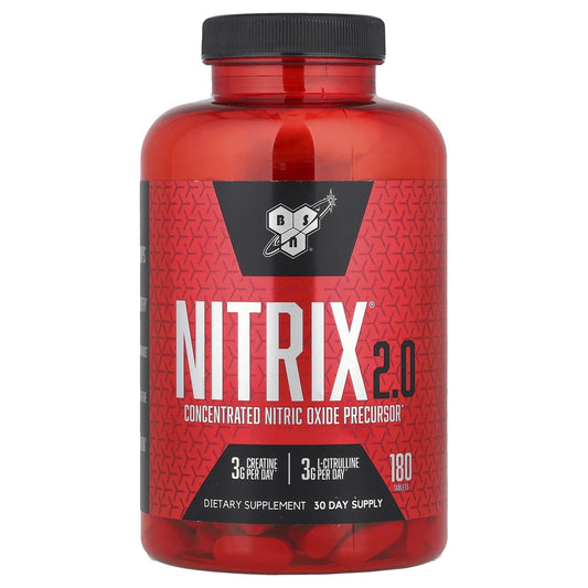 BSN® Nitrix® 2.0 – Precursor de Óxido Nítrico – 180 Tabletas | Fórmula Concentrada con L-Citrulina y Creatina