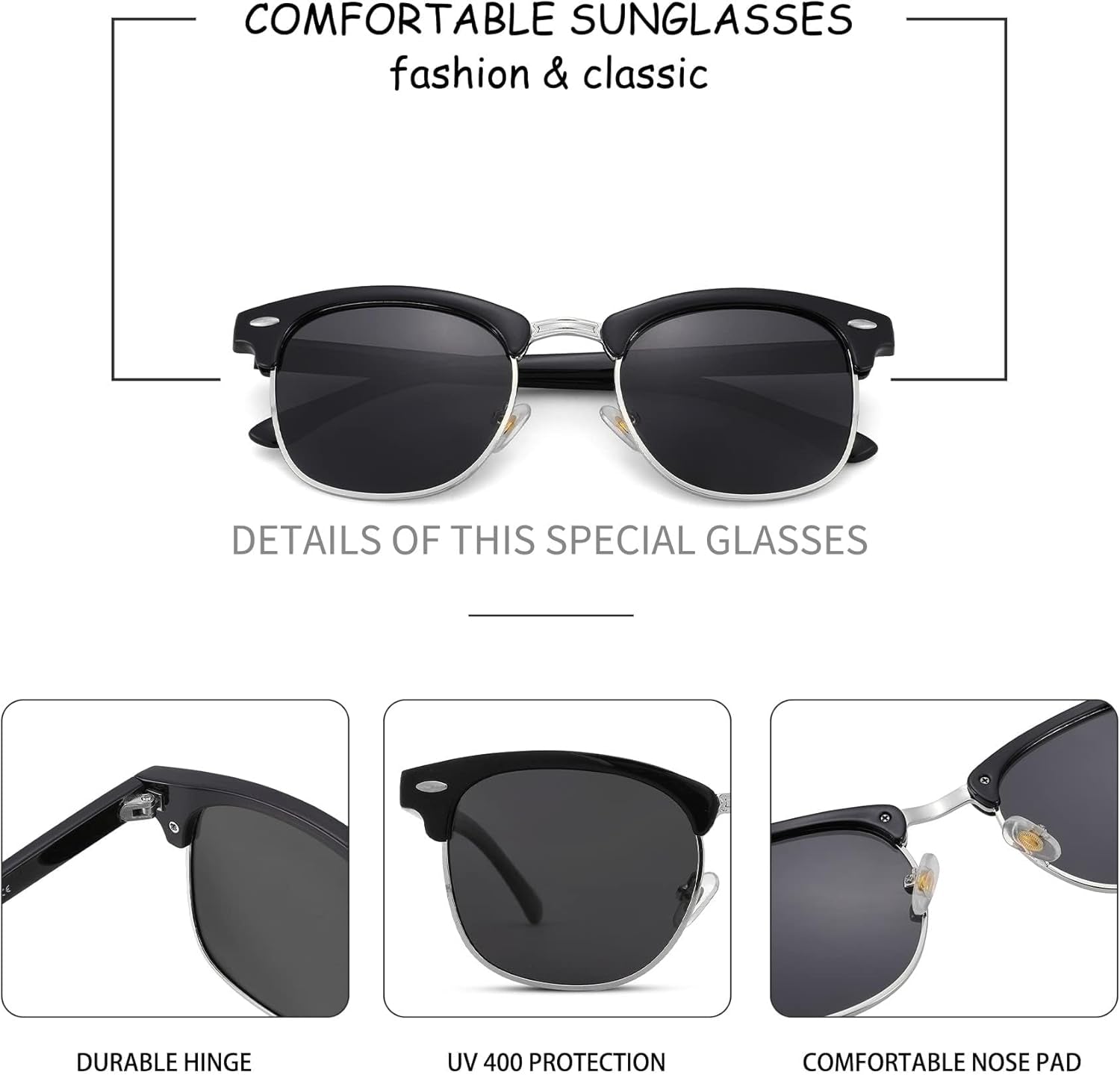 Pro Acme Semi-Rimless Polarized Sunglasses UV 400 Protection for Women Men