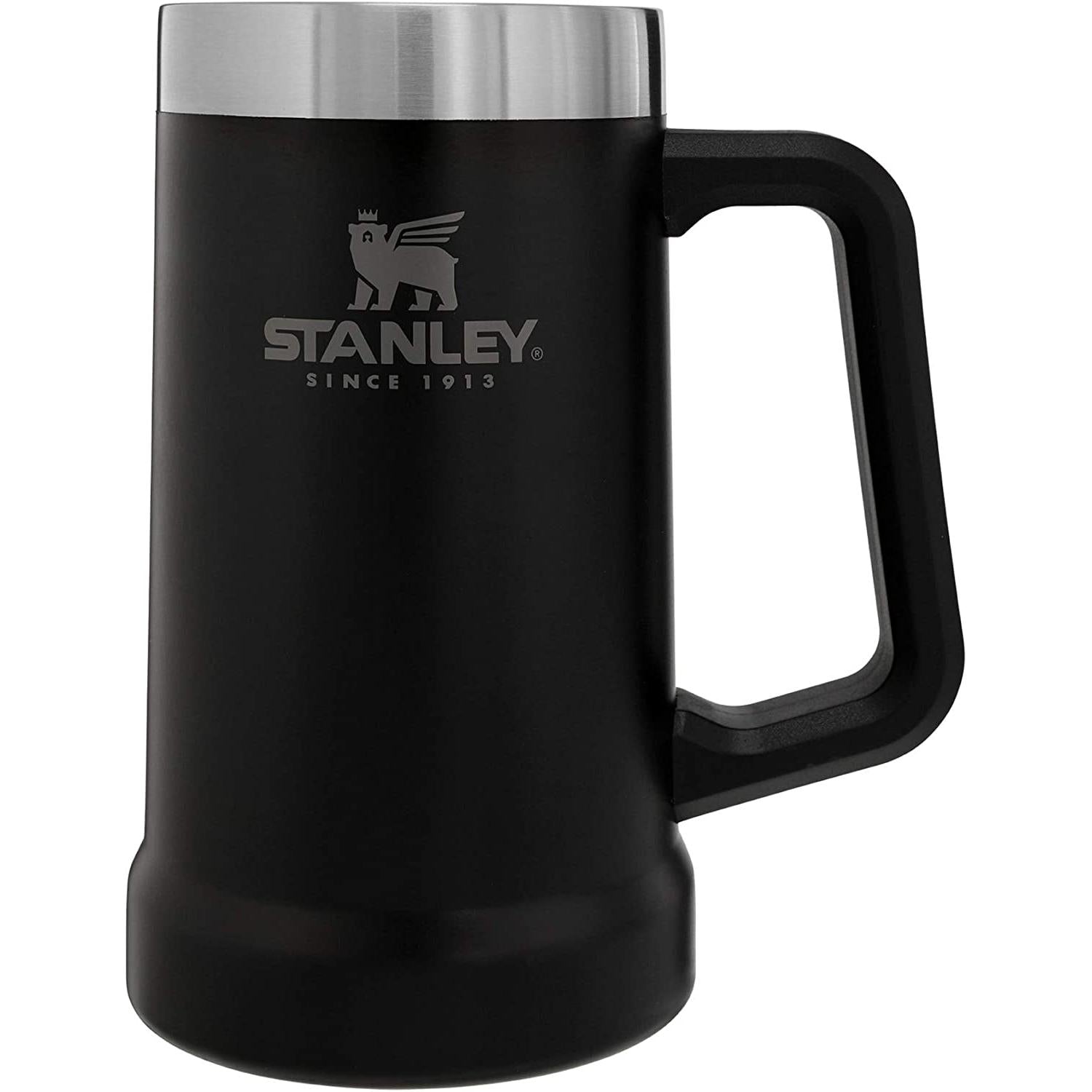Stay-Chill Beer Stein 24 Oz | Heavy Duty Big Grip Handle | Beer Tumbler Drink Cup, Holds 2 Cans | Insulated Stainless Steel Party Mug | Bpa-Free | Matte Black