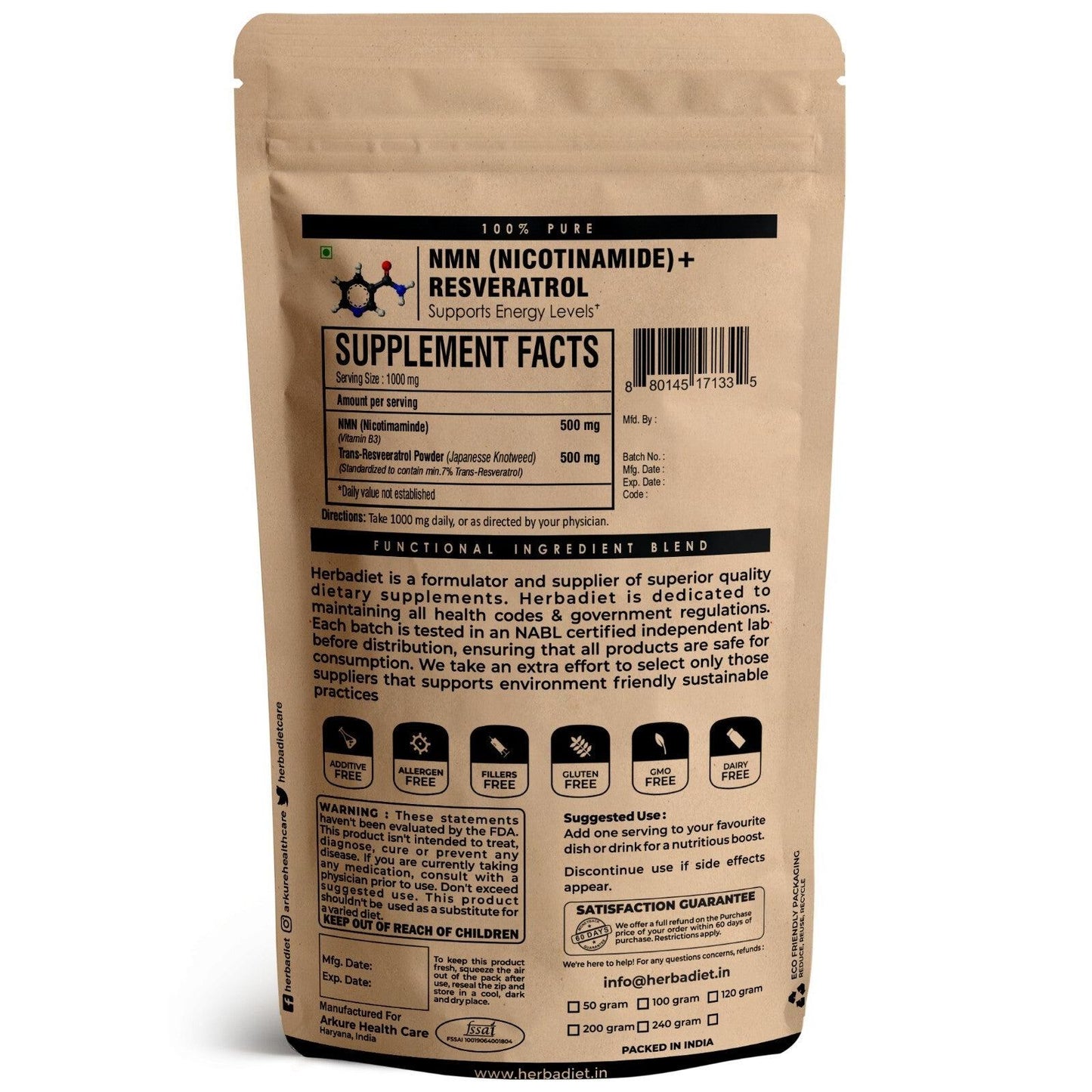 NM + Resveratrol | Suplemento NAD+ con Nicotinamida – Energía, Enfoque y Sistema Inmune