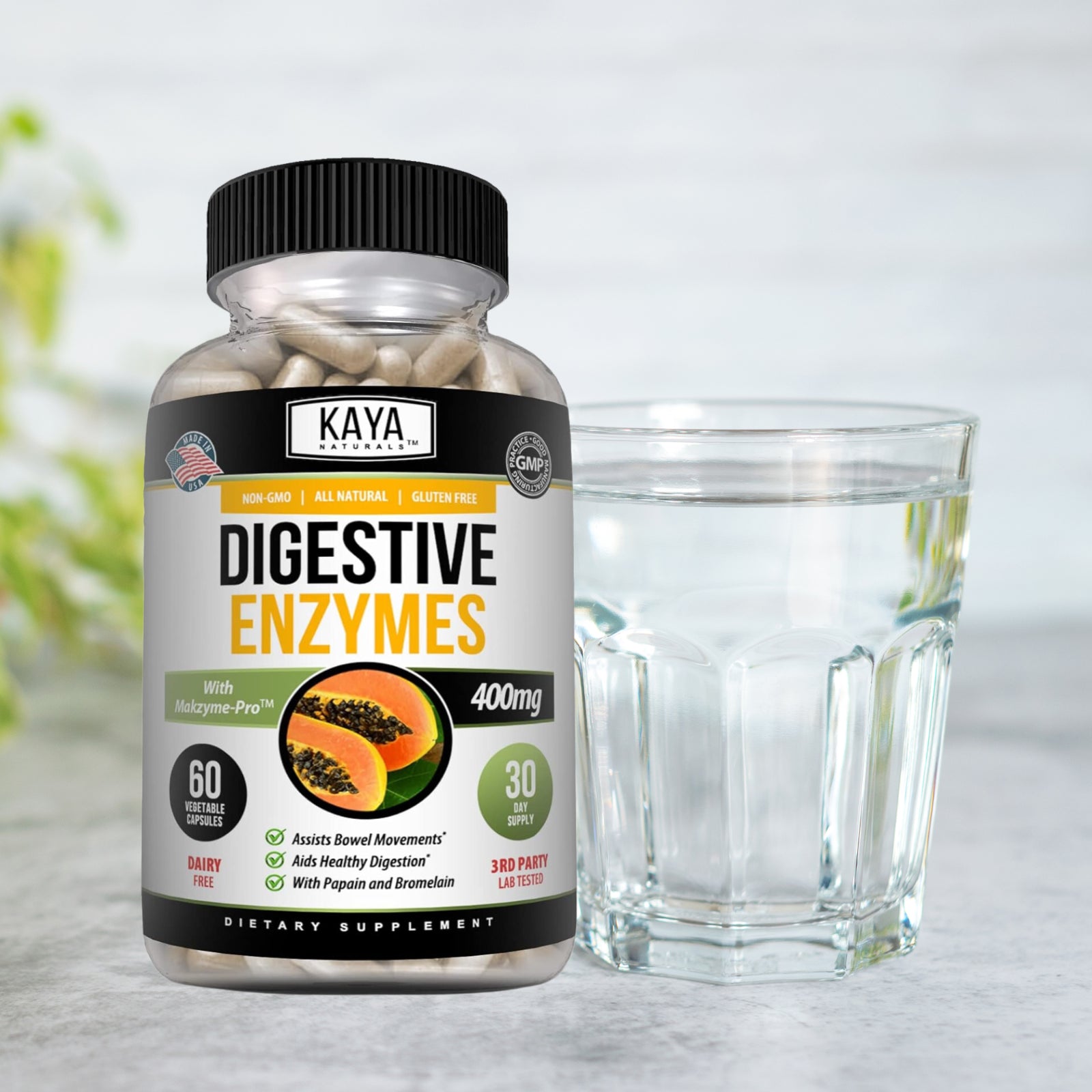 Enzimas Digestivas Kaya Naturals con Prebióticos y Probióticos