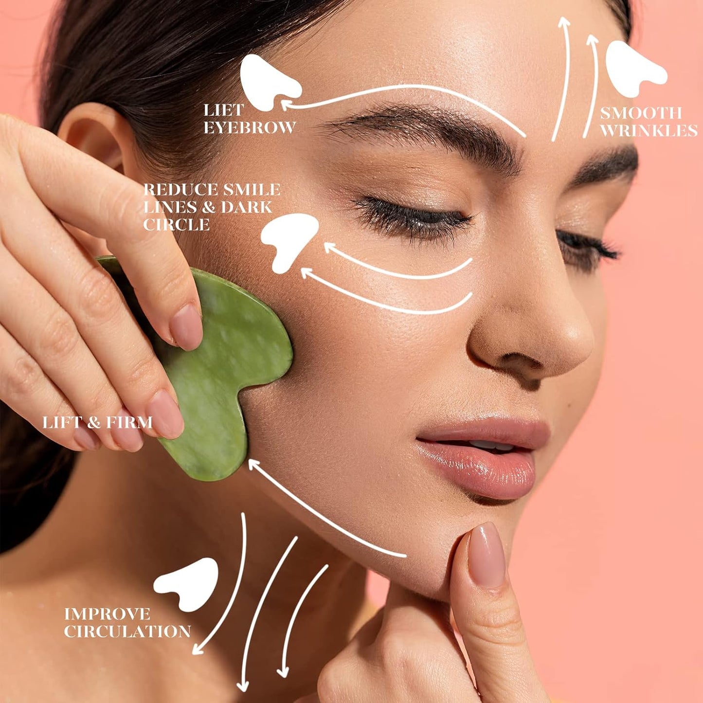 Jade Roller & Gua Sha, Face RolleSet Jade Roller & Gua Sha Facial, Masajeador de Piedra Natural Verde, Herramientas de Skincare para Cara, Cuello y Ojos, Autocuidado Unisexr, Facial Beauty Roller Skin Care Tools, Self Care Gift for Men Women, Massager for Face, Eyes, Neck, Relieve Fine Lines and Wrinkles - Green