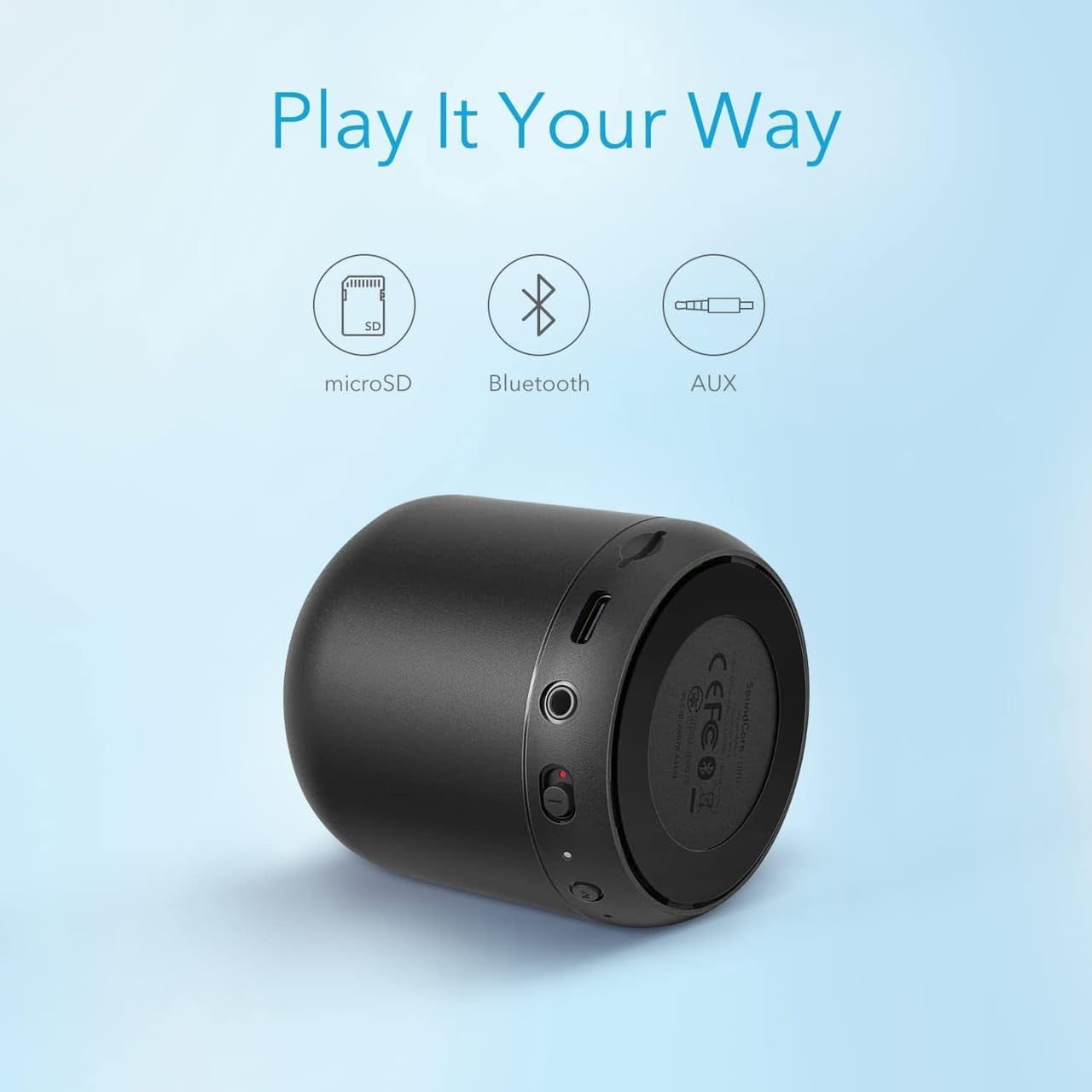Soundcore Mini – Altavoz Bluetooth súper portátil con Radio FM, 15 h de reproducción, alcance 20 m/66 ft, graves mejorados, micrófono con cancelación de ruido (5 W)